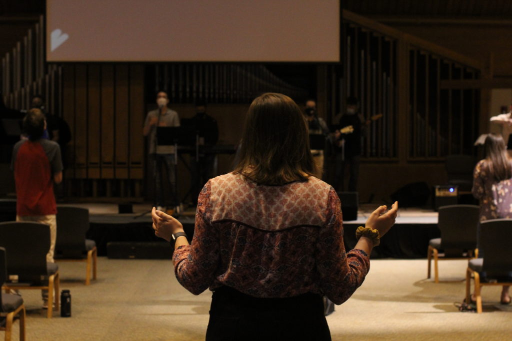 Day of Prayer Back of Woman in Chapel
