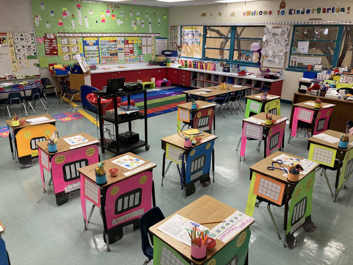 Sylvia's classroom with car desks