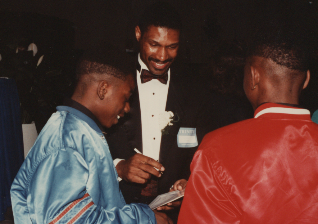 The Second Annual Genuine Heroes Sports Night Dinner, April 20, 1990, Leslie Frazier Signing Autograph